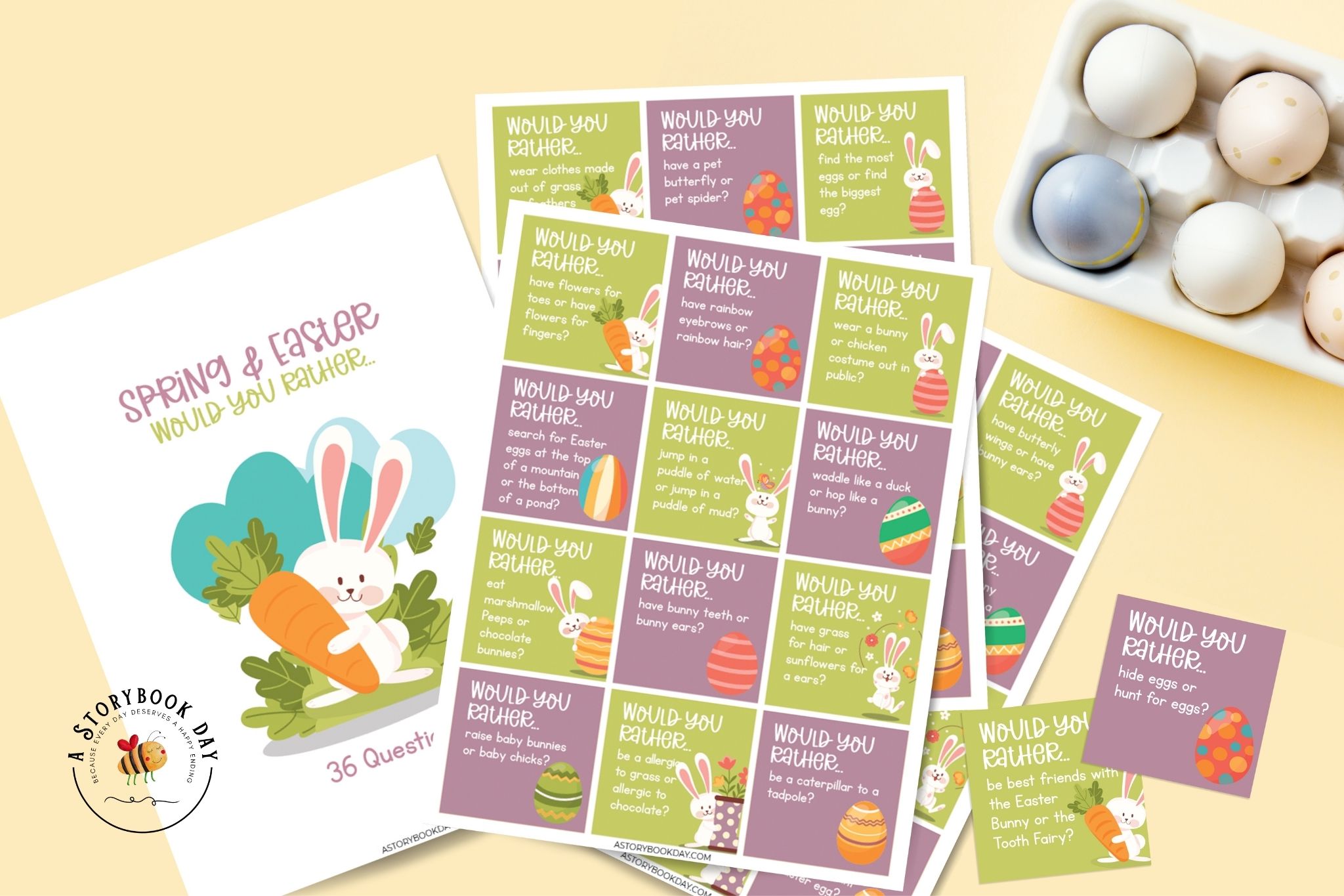 Free Printable Easter Would You Rather Game for Kids @ AStorybookDay.com