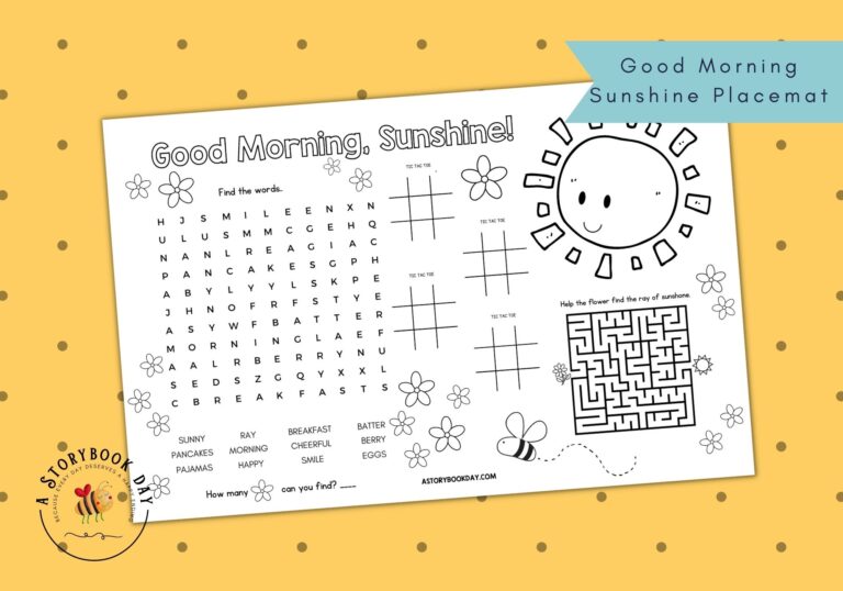 Good Morning, Sunshine Activity Placemat – 17×11