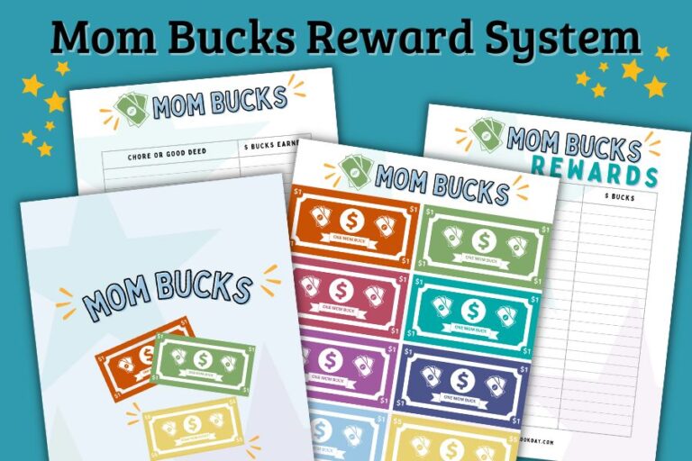 Printable Mom Bucks and Reward Chart: Reward System for Kids